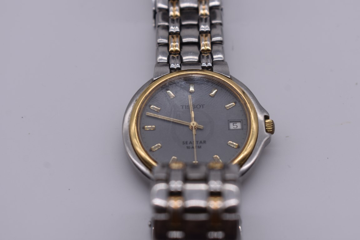 A Tissot 'Seastar' stainless steel and gold plated quartz wristwatch, 35mm, ref 260-S668. - Image 2 of 3