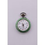 A silver and enamel stem wind fob watch, retailed by Dimier Bros & Co Ltd, 2.5cm, import mark London