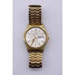 A vintage Omega gold plated automatic wristwatch, 34mm, on replacement expanding bracelet.