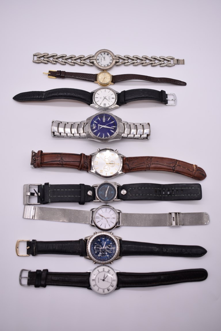 Nine various modern wristwatches; to include two by Seiko.