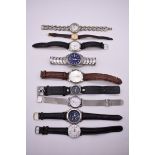 Nine various modern wristwatches; to include two by Seiko.