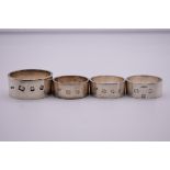 Four modern silver napkin rings, by Walter Davies & son, London 1983 & 1986, 185g.