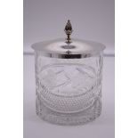 A silver lidded cut glass ice pail, by Asprey & Co Ltd, Sheffield 1990, 17.5cm high, 211g weighable.