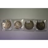 Coins: three silver crowns; George I 1821; Victoria 1889; George VI 1937; and a Victoria 1887 half