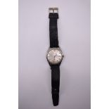 A vintage Betina stainless steel automatic wristwatch, 34mm, case no. 88825, on leather strap.