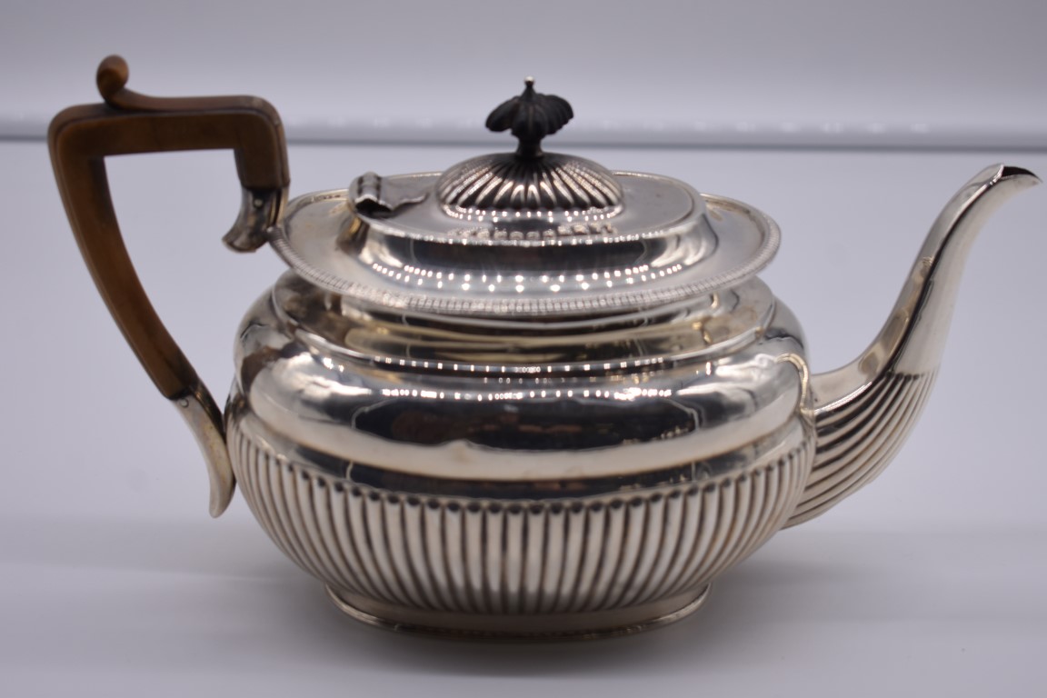 A Victorian silver three piece tea & coffee set, by Harrison Brothers & Howson, Sheffield 1891; - Image 6 of 6