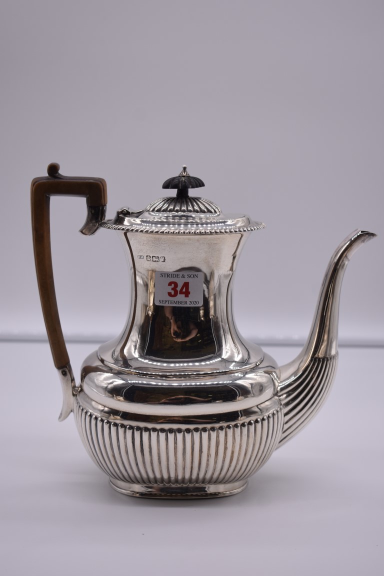 A Victorian silver three piece tea & coffee set, by Harrison Brothers & Howson, Sheffield 1891; - Image 2 of 6