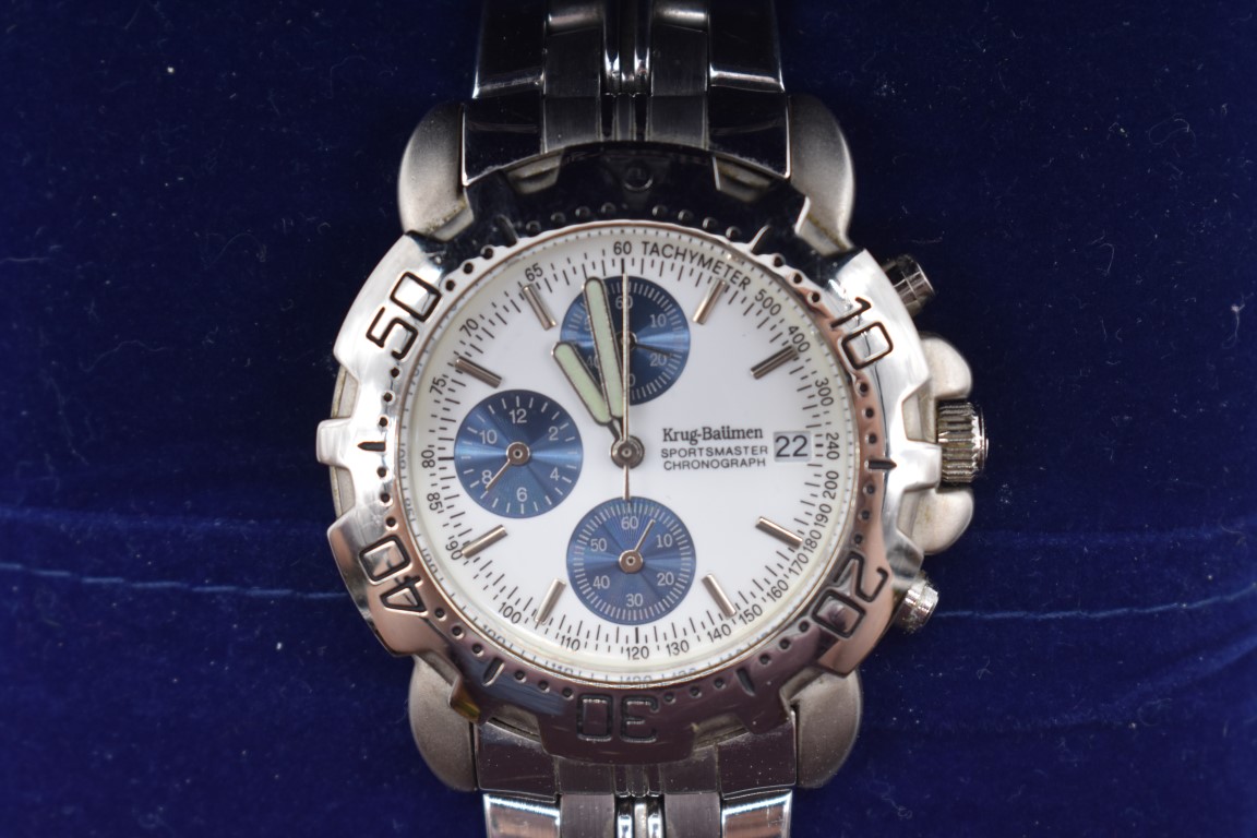 A modern boxed Krug-Baumen 'Sportsmaster' stainless steel quartz chronograph watch, 36mm, ref. - Image 2 of 4