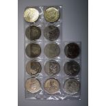 Coins: fifteen Elizabeth II £5 coins.