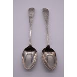 A pair of George III bright cut silver tablespoons, by George Smith II, London 1790, 125g.