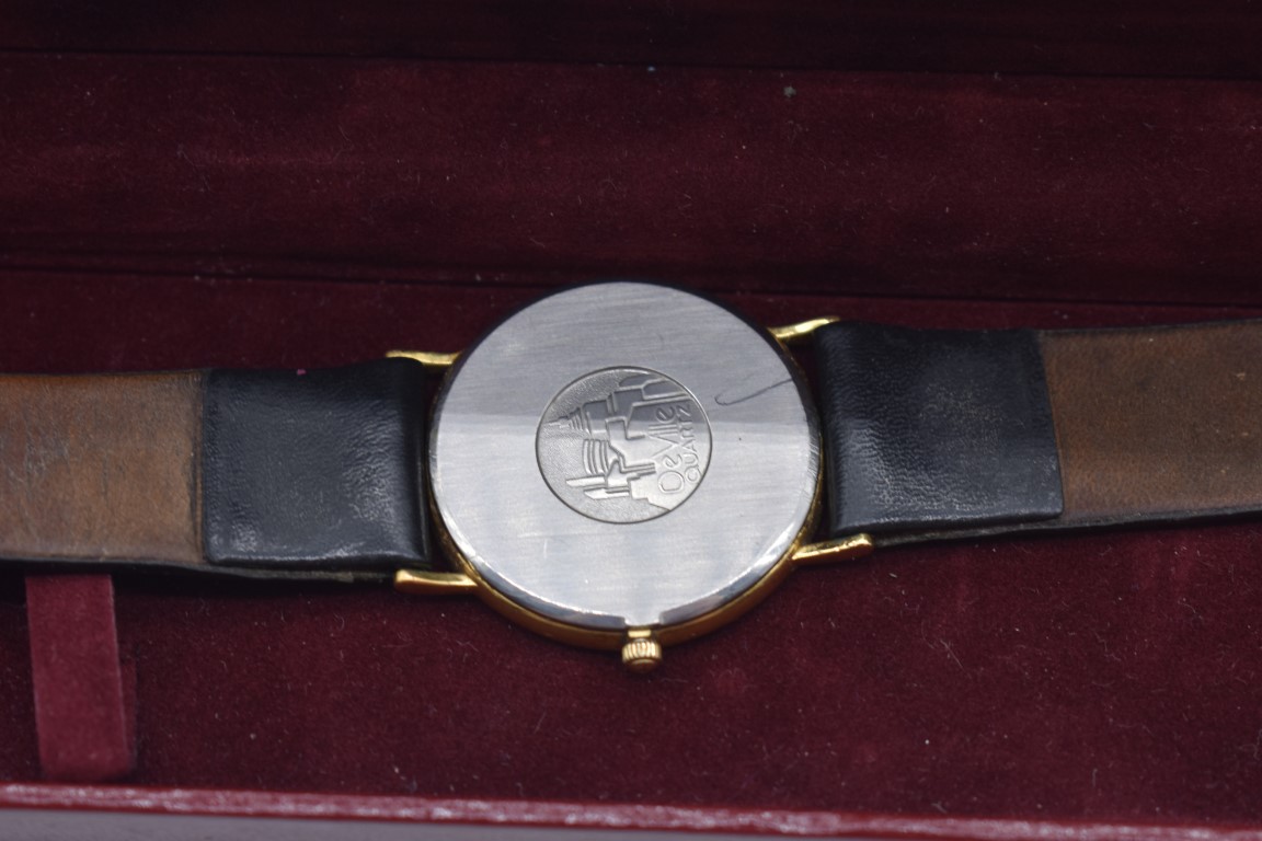 A modern Omega 'De Ville' gold plated quartz wristwatch, 32mm, cal 1378, on replacement leather - Image 3 of 3