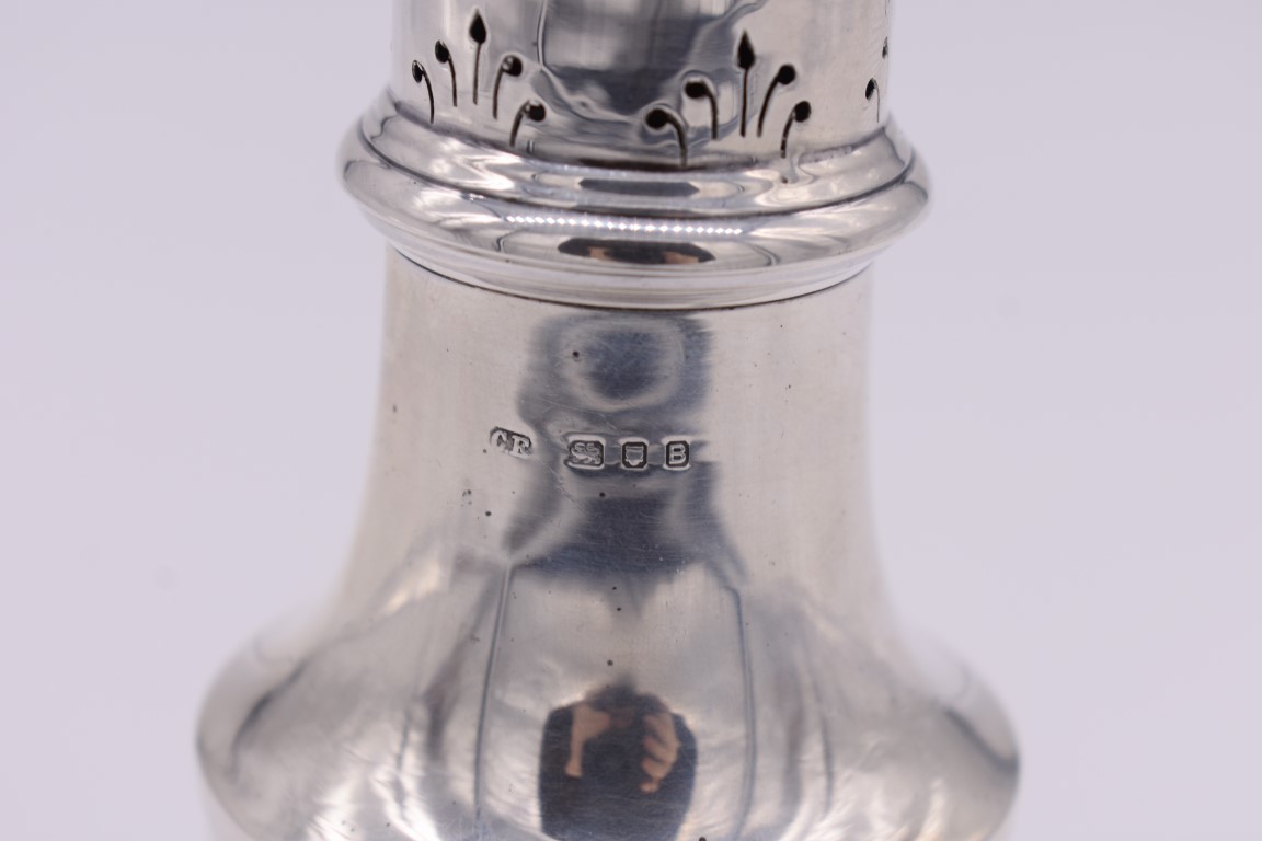A silver sugar caster, by C E, London 1937, 15.5cm high, 113.5g. - Image 2 of 3