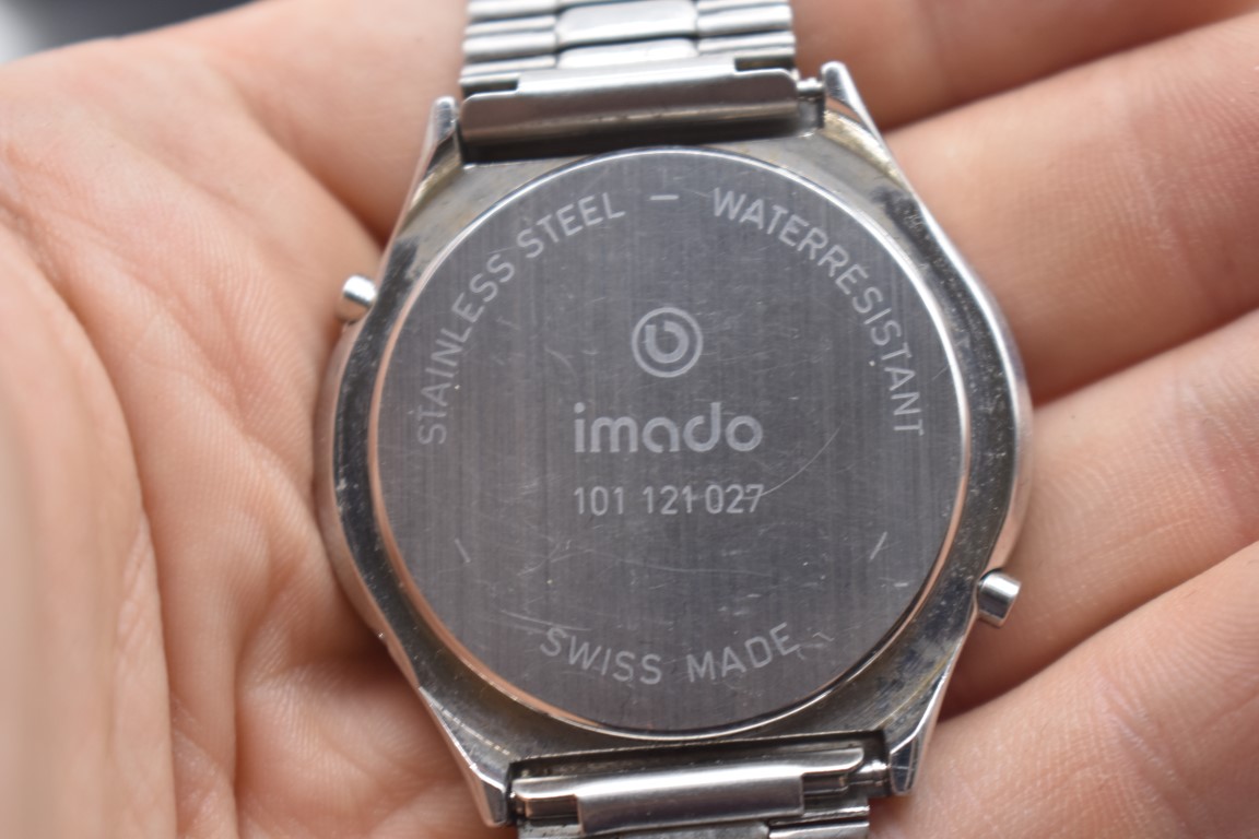 A 1970s Imado stainless steel quartz LED wristwatch, with box, original purchase receipt, - Image 3 of 3