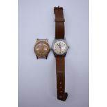 A vintage Enicar nickel automatic wristwatch, 30mm, on leather strap; together with a vintage