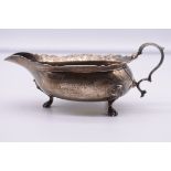 A Continental white metal sauce boat, marks indistinct, 5.5cm high.