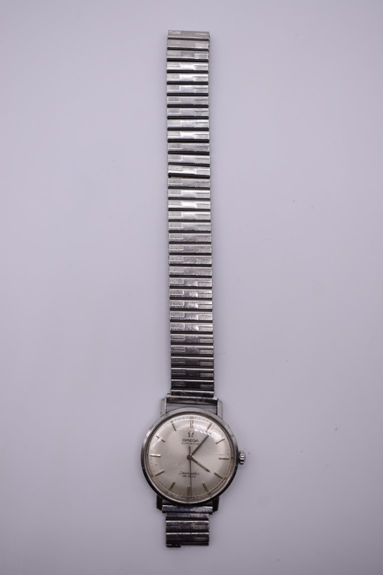 A vintage Omega Seamaster 'De Ville' nickel plated automatic wristwatch, 34mm, on later expanding