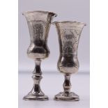 Two silver kiddish cups, one by Jacob Fenigstein, Birmingham 1907, 9.5cm high; the other by