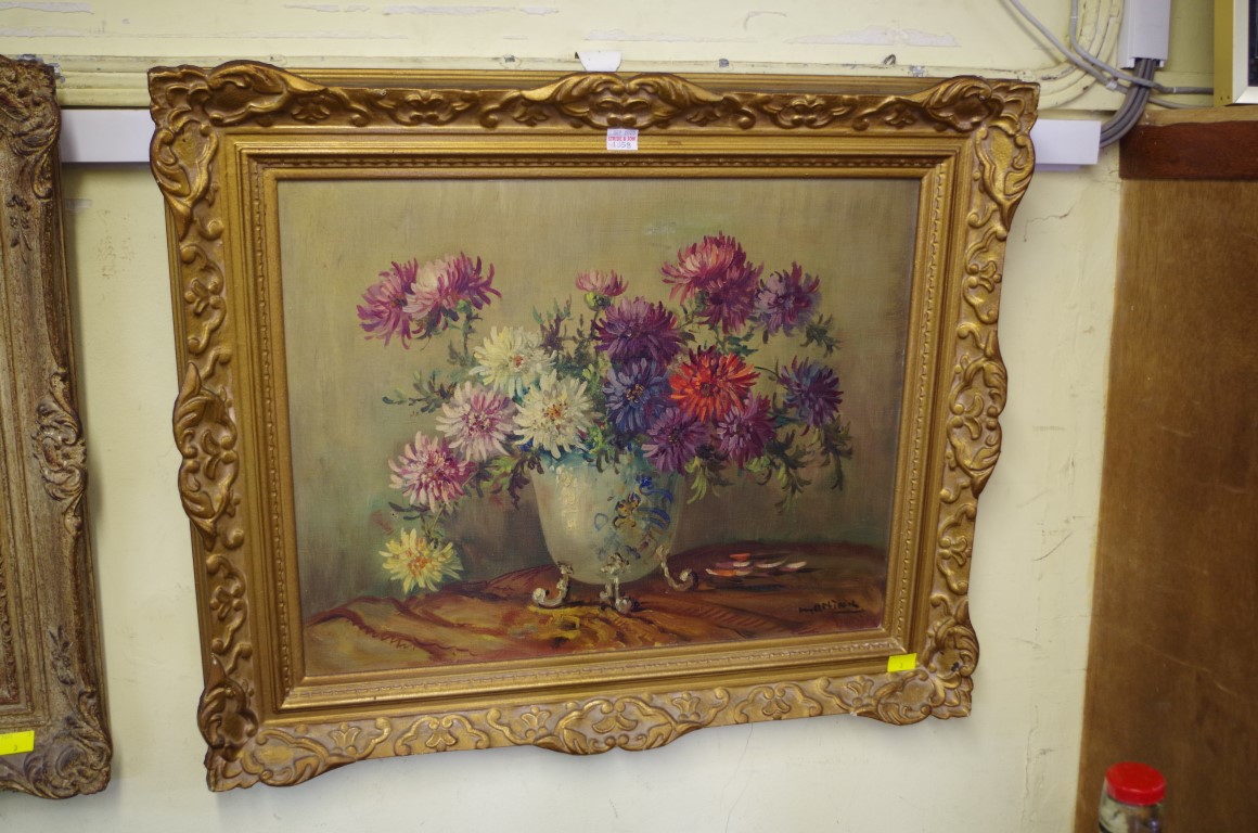 European School, still life of flowers in a vase, a pair, indistinctly signed, oil on canvas, 40 x - Image 3 of 3