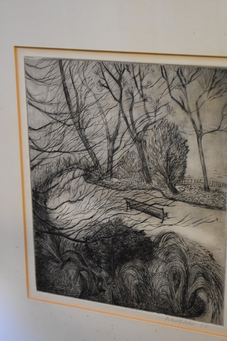 Felicity Fisher, 'The Wintery Garden', signed in pencil and dated '68, etching, 24.5 x 20cm. - Image 2 of 2