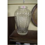A large clear glass vase, 33.5cm high.