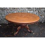A Victorian mahogany oval breakfast table, 134 x 105cm. This lot can only be collected on Saturday