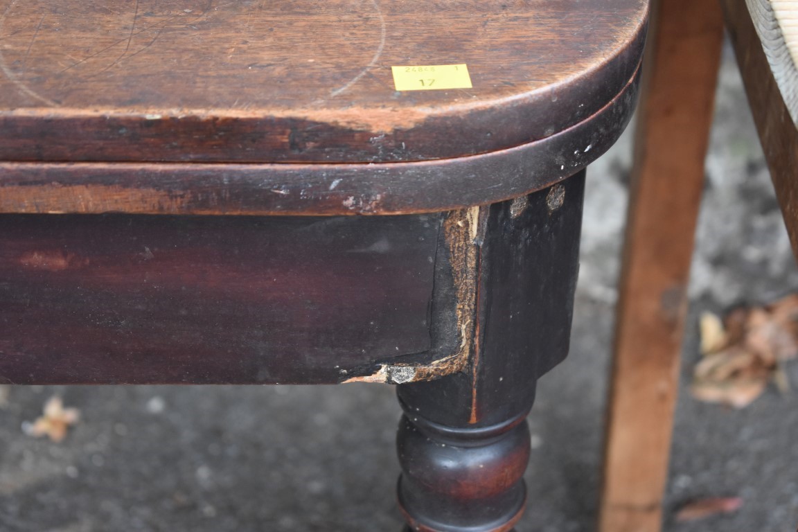 A Victorian mahogany tea table, 76cm wide; together with a rectangular pine table having one long - Image 4 of 5