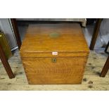 A small oak silver storage box, the hinged top with brass plaque inscribed 'South Wales Cricket Club