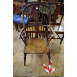 A 19th century ash, elm and beech, Windsor armchair.