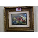 Camille Faurre, a Limoges enamel plaque of a fish, signed, labelled verso, 7 x 9.5cm.