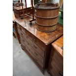 An 18th century walnut and feather banded chest of drawers, 96cm wide, (s.d.).