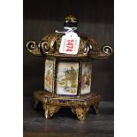 A good Japanese Satsuma pottery hexagonal pagoda box and cover, mark to base, 17cm high, (hairline