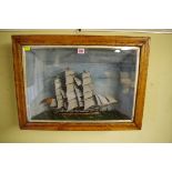 A pair of 19th century painted wood ship's dioramas, each labelled 'Made by William John Lorey (