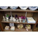 A collection of glass scent bottles; together with a Wedgwood 'Wild Strawberry' pattern photograph