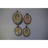 Dora Webb, a set of four portrait miniatures, comprising a mother and three children, three signed