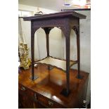 A small Chippendale Revival mahogany tea table, with blind fret decoration, 52.5cm wide.