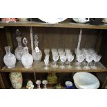 A good antique cut glass part suite of glassware, probably Stourbridge, each piece with cut