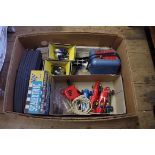 Scalextric: a collection of vintage items, to include two Motorcycle sidecars, some boxed, (