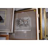 George Vernon Stokes, 'Bull Terrier and Siamese Cat', signed and numbered 73/75, colour etching,