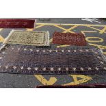 A Persian runner, with geometric design to central field, 278 x 90cm; together with a section of a