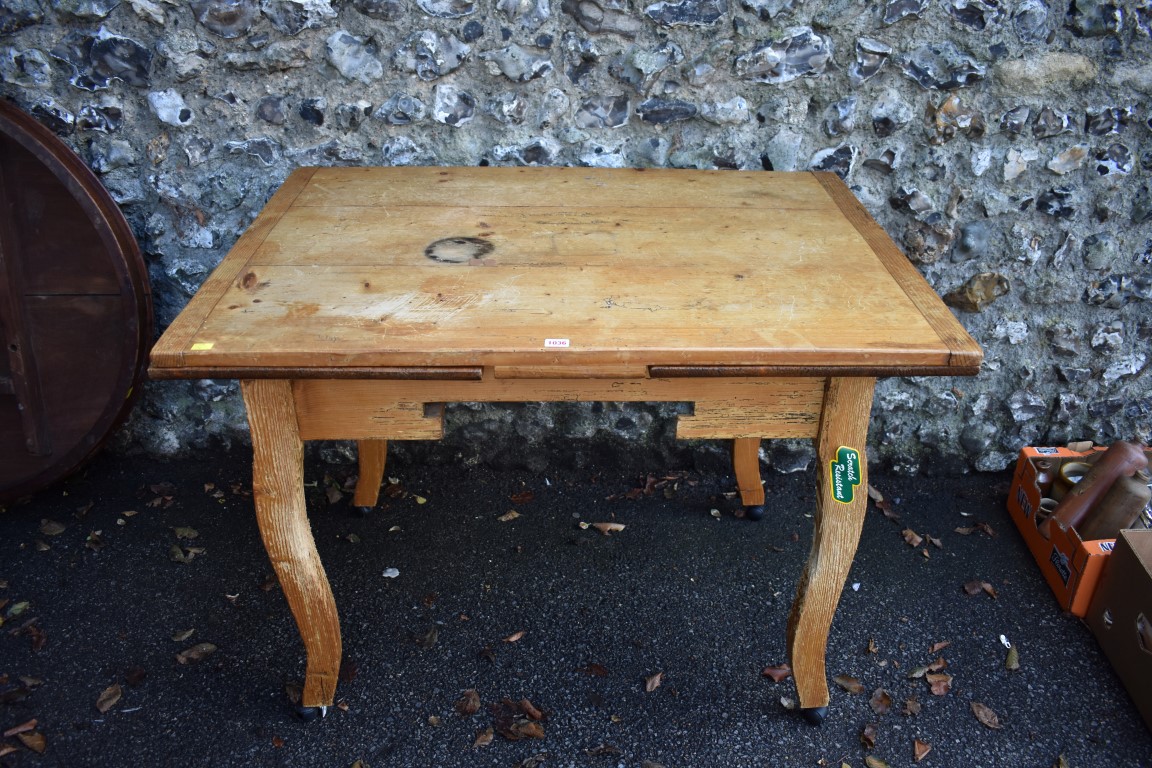A continental pine drawleaf table, 198.5cm extended, 81cm wide. This lot can only be collected on - Image 7 of 7