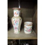 Two Chinese famille rose Canton enamel vases, largest 24cm high.