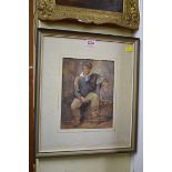 H Warren, seated figure with a clay pipe, signed and dated 18?2, watercolour, 22.5 x 17.5cm.