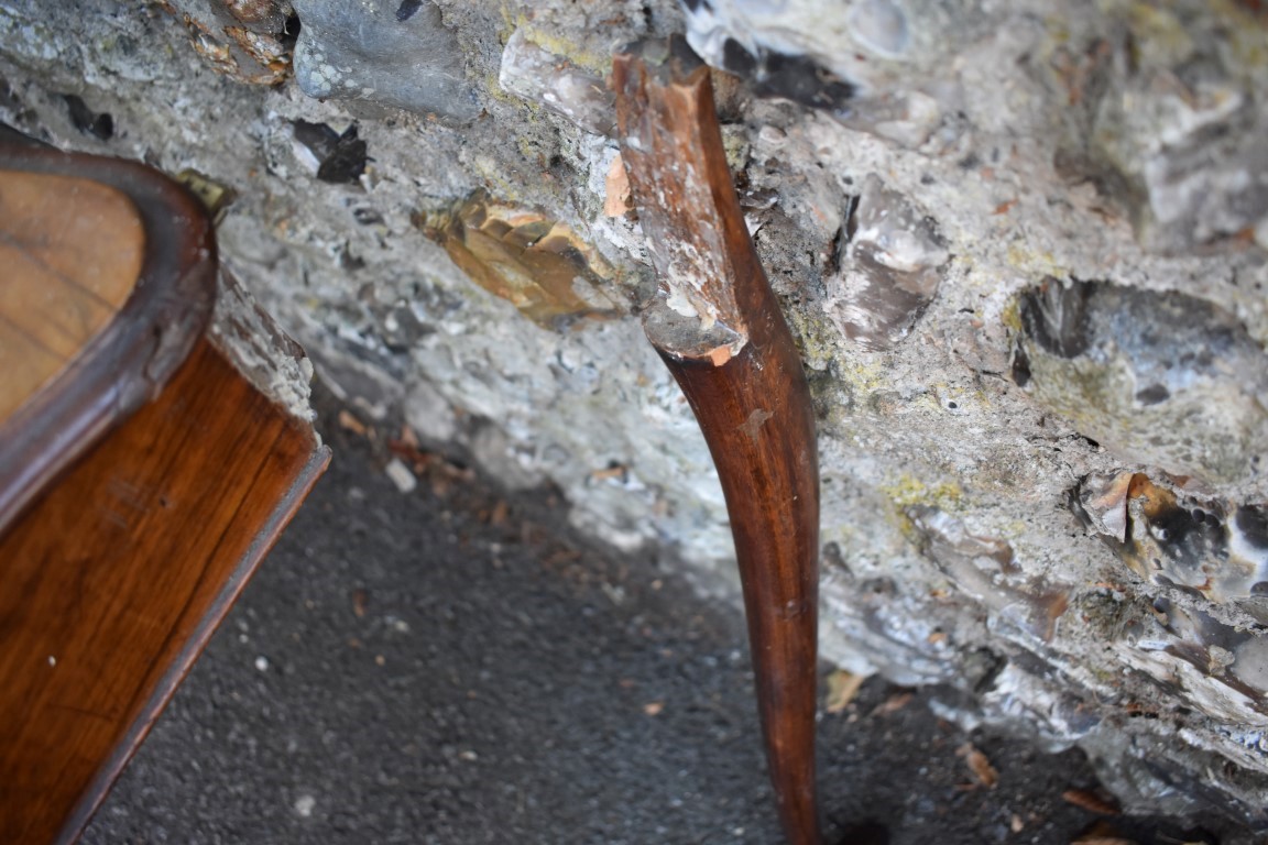 A Victorian walnut work table having hinged rising lid enclosing compartments 54cm wide; together - Image 3 of 4