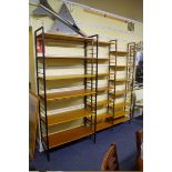 A vintage Ladderax modular bookcase, 93cm wide; together with another similar two column example,