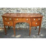 An antique inlaid mahogany bowfront sideboard, 160cm wide. This lot can only be collected on