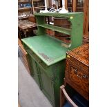 A 19th century Continental green painted chiffonier, 94cm wide.