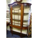 An Edwardian mahogany and inlaid display cabinet, 190cm high x 131cm wide.