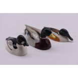 Three Beswick 'Peter Scott' ducks, comprising: Goldeneye; Shoveler; and Mallard, small, (bill