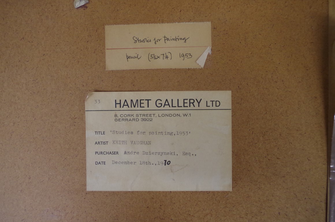 Keith Vaughan, 'Studies for Painting, 1953', two works, one initialled, labelled verso, pencil and - Image 3 of 4