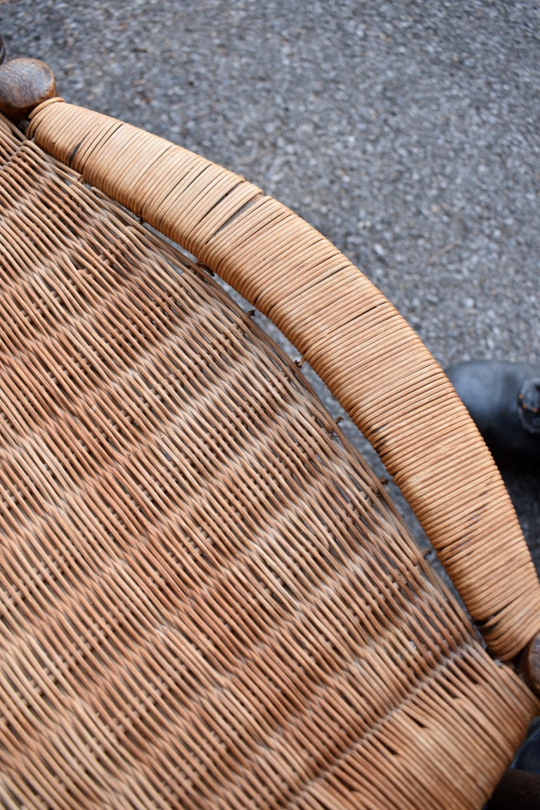 A set of three unusual faux grained and cane seat salon chairs. This lot can only be collected on - Image 2 of 2